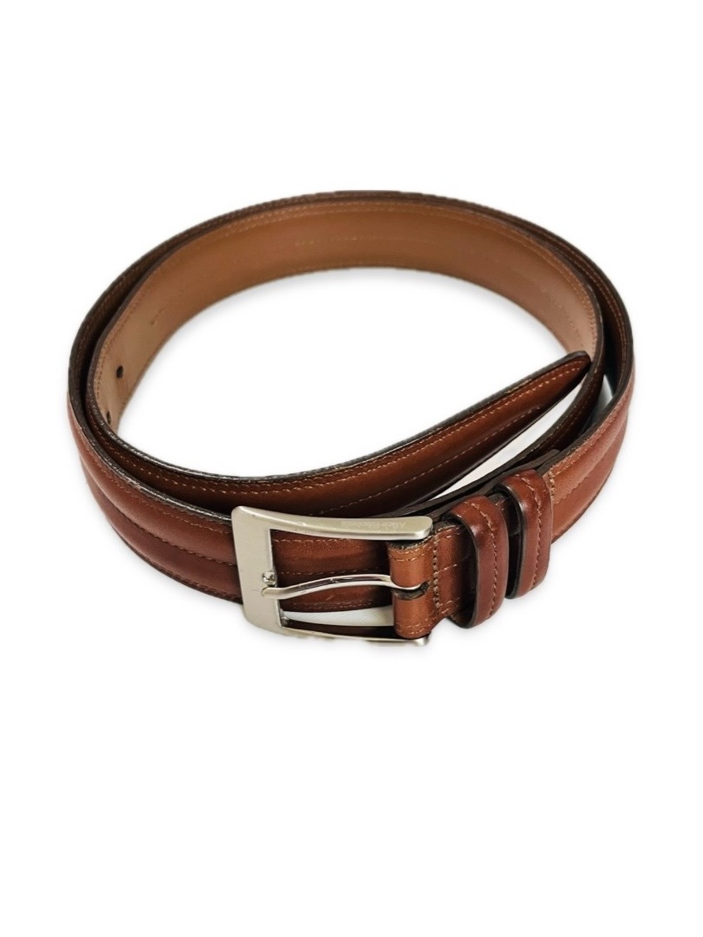 Allen Edmonds Brown Leather Men’s Dress Belt 40 Solid Brass Buckle Made in USA